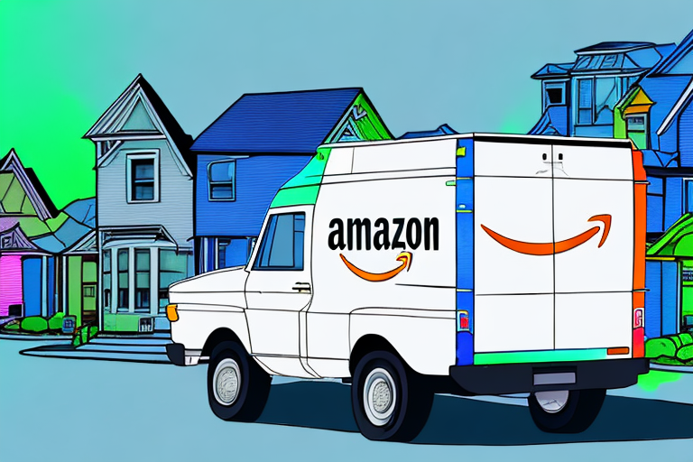 A delivery van with amazon prime colors and design