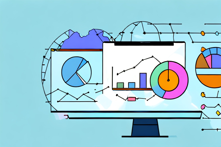 A computer screen displaying a bar graph and pie chart representing data analysis