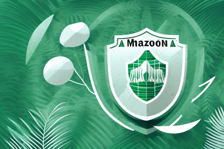 A shield symbolically protecting an amazon rainforest image
