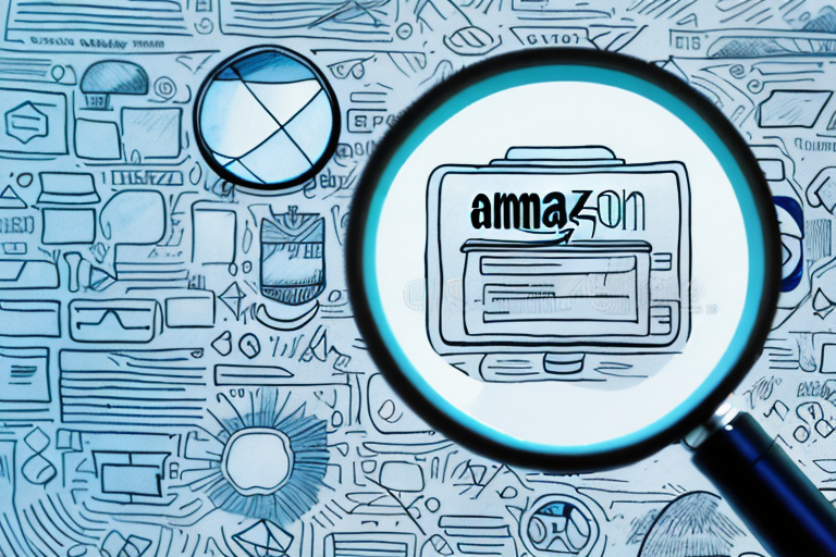A magnifying glass focusing on a detailed amazon product listing on a computer screen