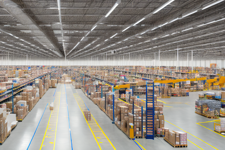 The expansive interior of amazon fulfillment center akr1