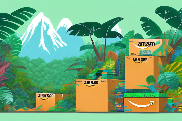 An open gate leading to a diverse array of product boxes