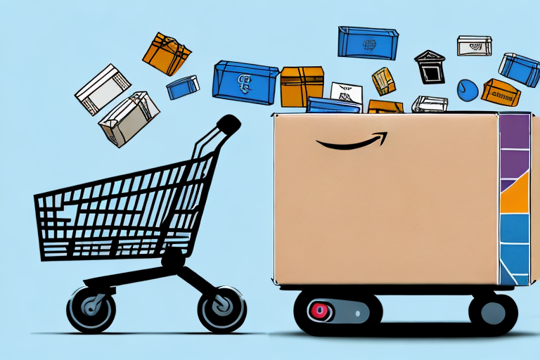 An open amazon prime delivery box with various symbolic icons like a movie reel
