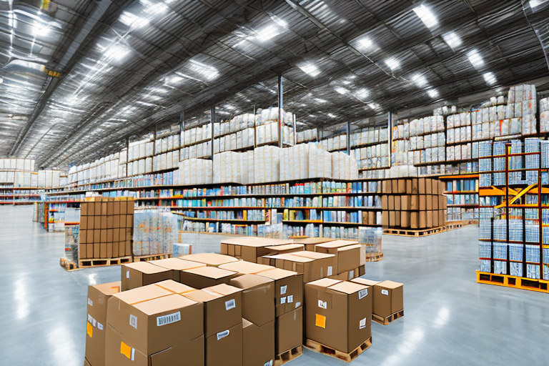 A large warehouse filled with various types of products