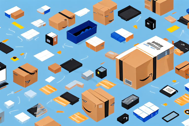 An amazon fba warehouse with a conveyor belt