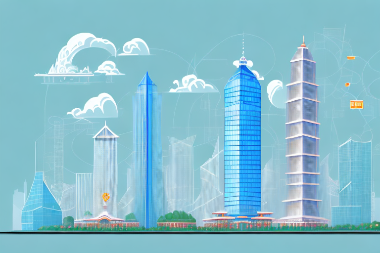 Two towering skyscrapers