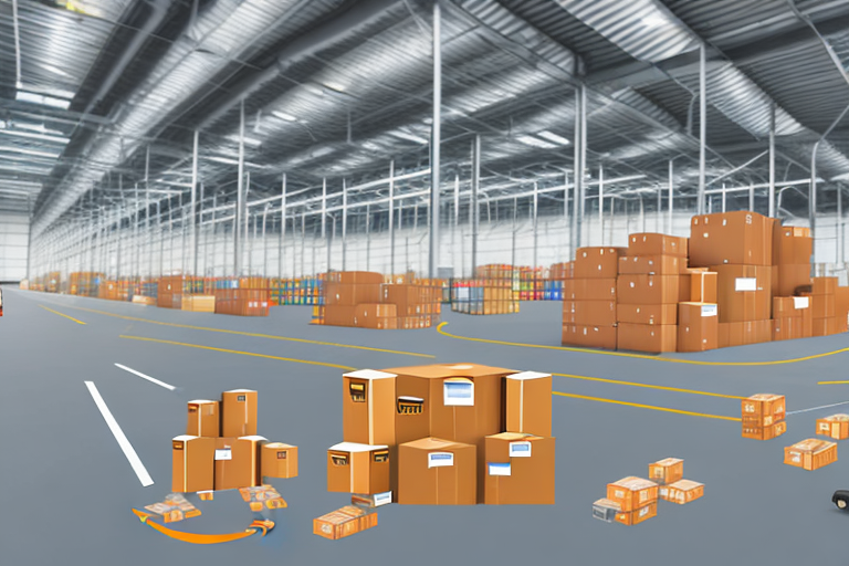 An amazon warehouse with various packages