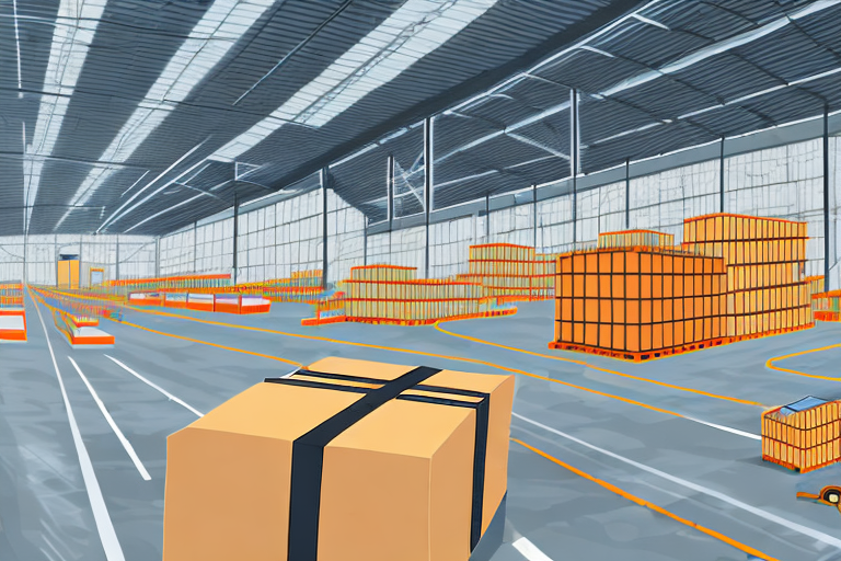 A warehouse with amazon packages on conveyor belts