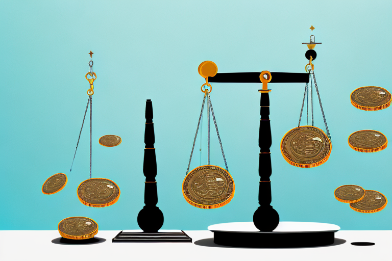 A balance scale with a box labeled "fbm" on one side and symbols of money and time on the other side