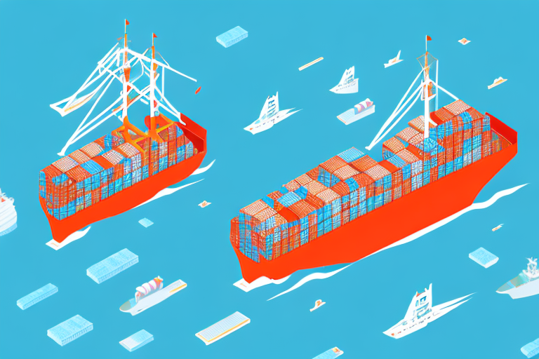 A cargo ship filled with boxes
