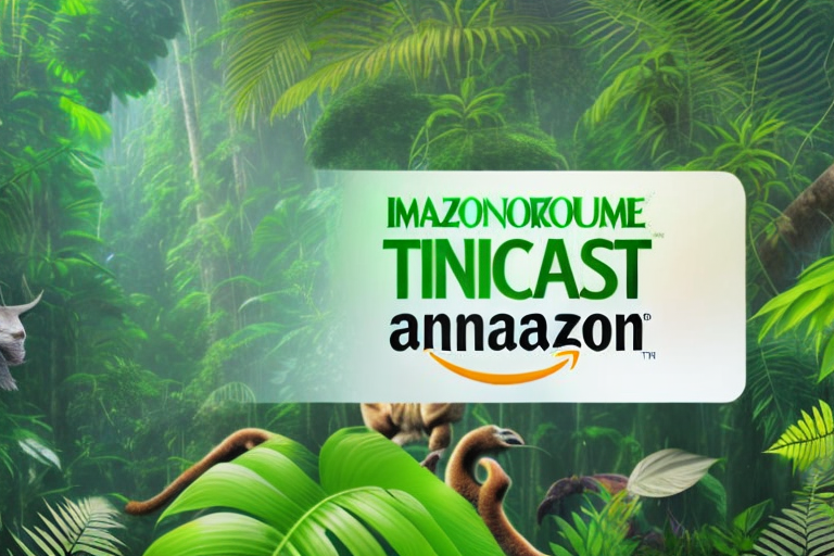 An enticing amazon rainforest scene with a sweepstakes ticket hidden among the lush greenery and exotic animals