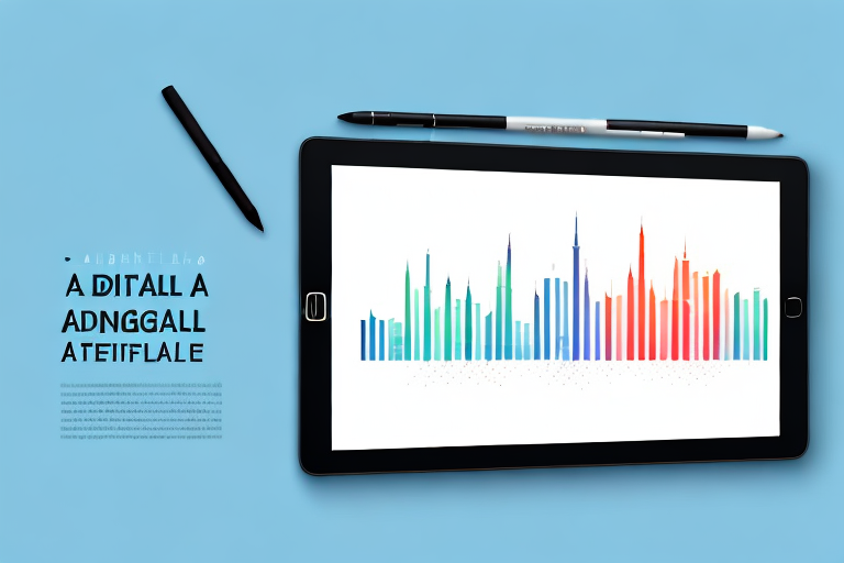A digital tablet displaying a bar graph of sales estimates