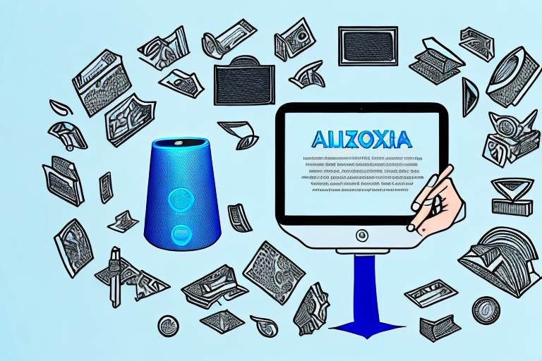 A digital classroom setting with a computer screen displaying the amazon alexa device