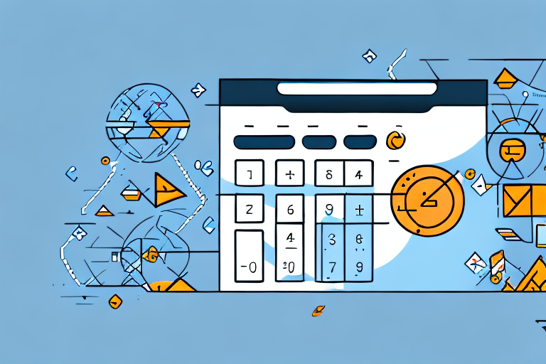 A dynamic calculator surrounded by upward-pointing arrows and amazon packages