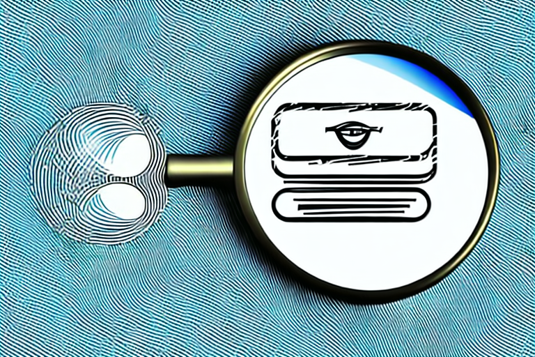 A magnifying glass hovering over a stylized amazon product barcode